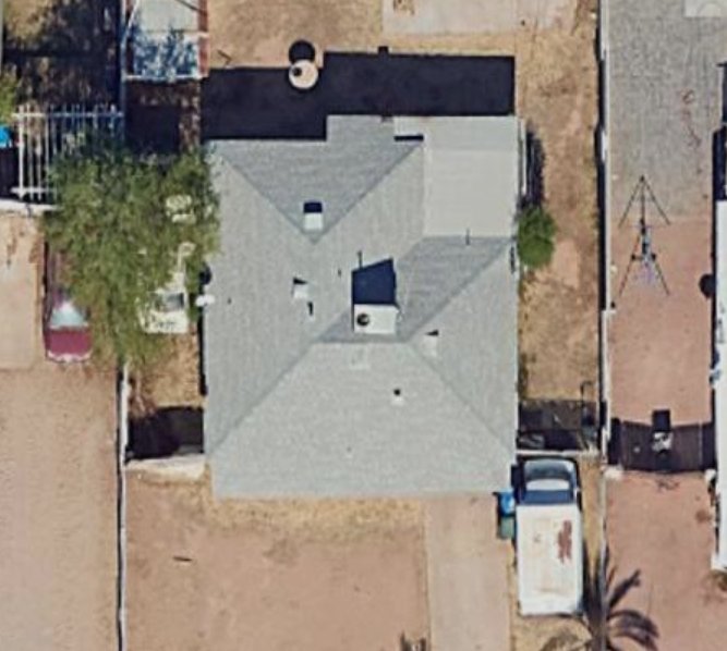 Done For You Solar satellite view — clean rooftop with no solar panels, ideal candidate for installation